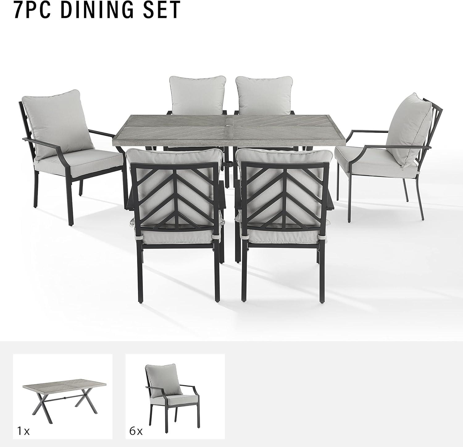 Crosley Furniture Otto 7-Piece Modern Metal Outdoor Dining Set in Gray/Black