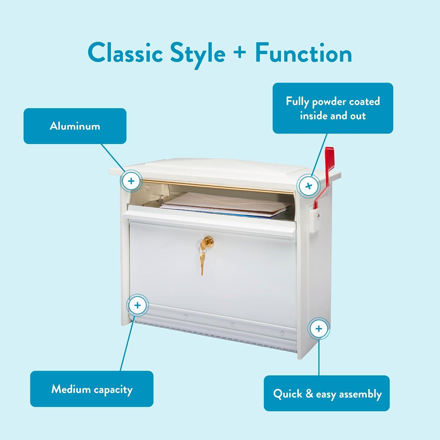 Architectural Mailboxes Mailsafe Locking, Plastic, Medium, Wall-Mount Mailbox in White