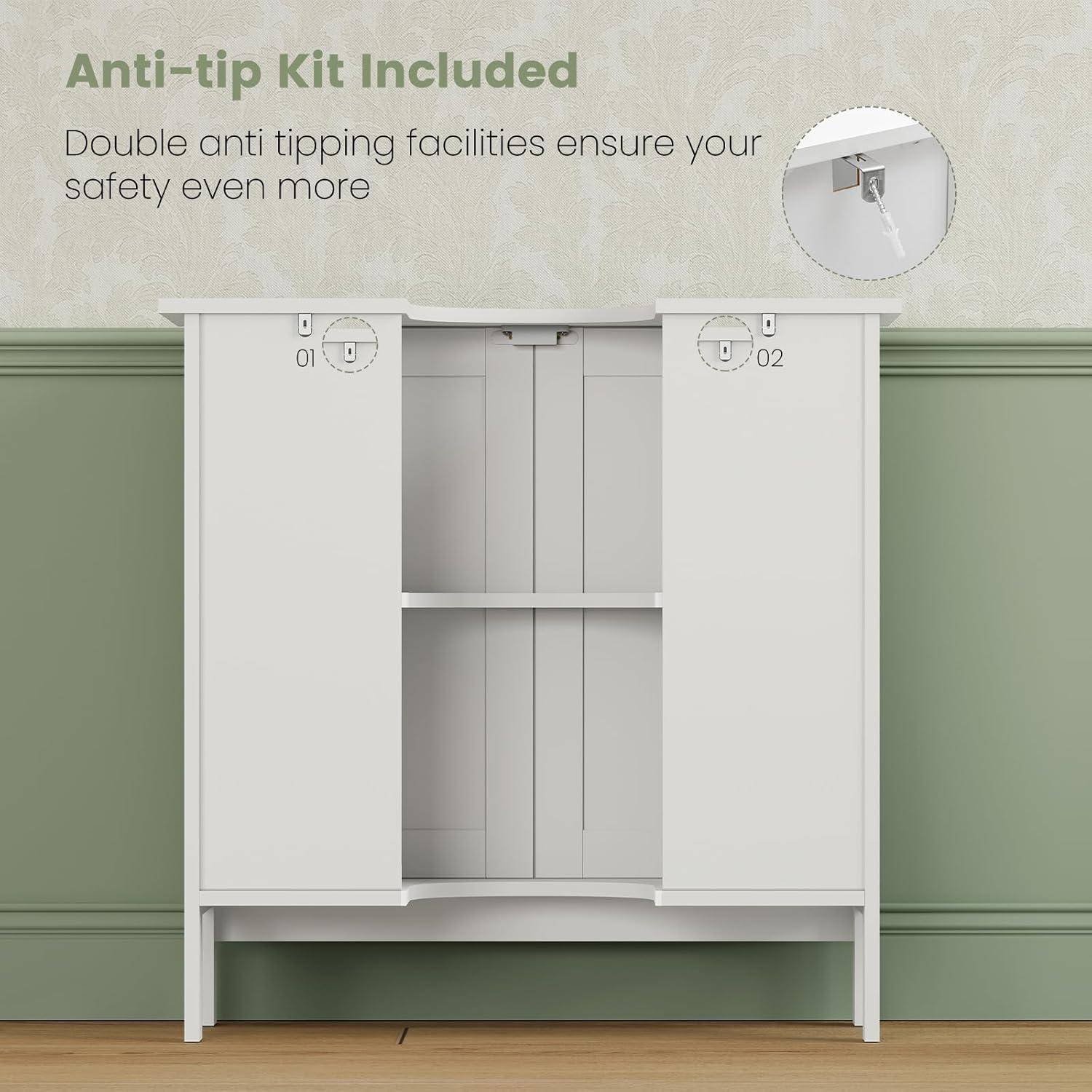 FCH Pedestal Sink, Storage Cabinets with Two Doors and Adjustable Shelves Under Sink Organizer Bathroom Vanity Storage White