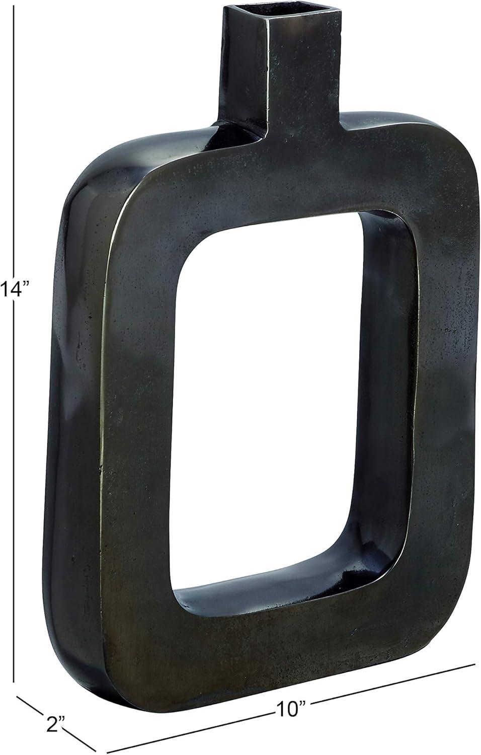 Black Geometric Aluminum Metal Bud Vase with Open Center Design