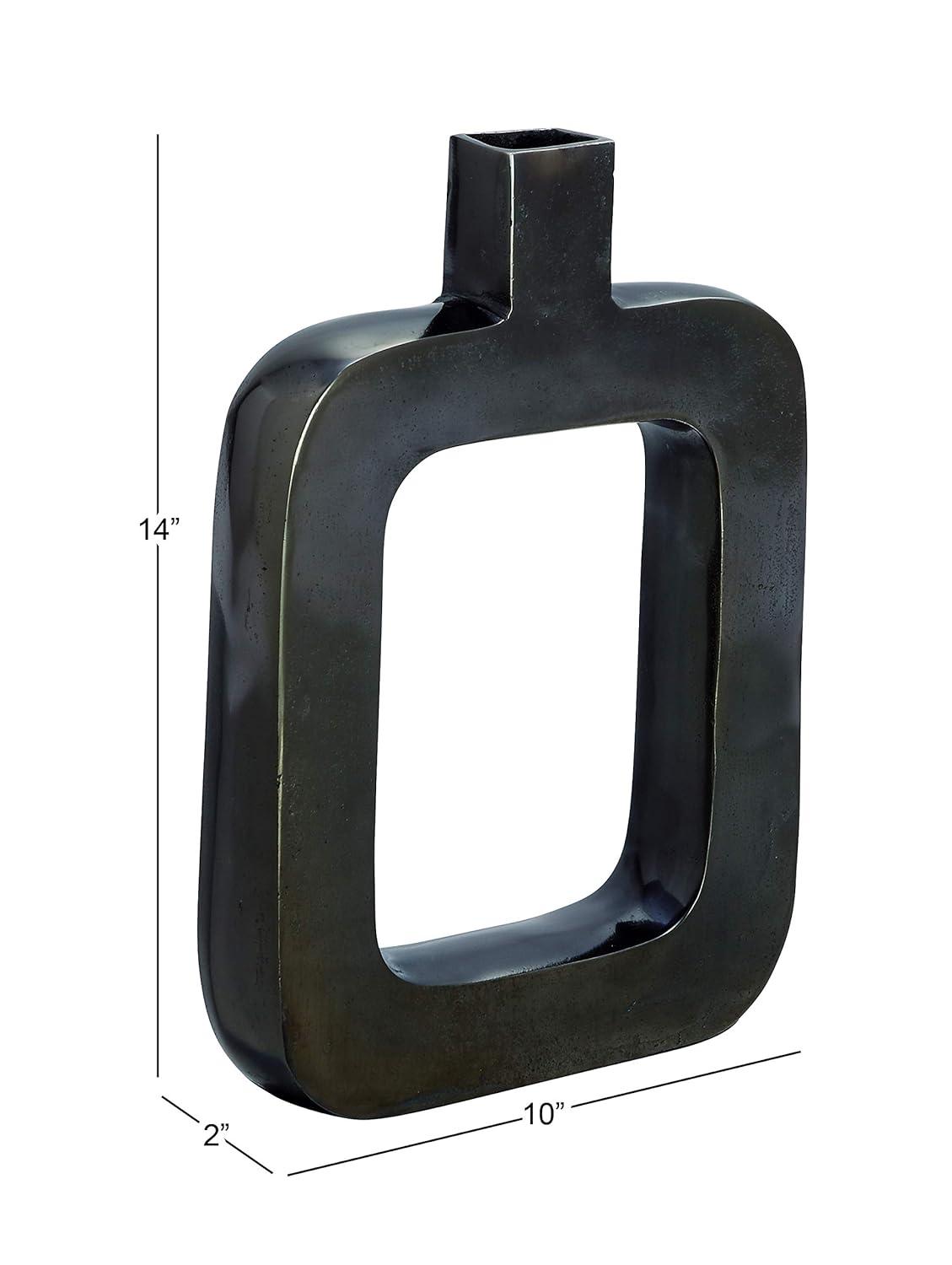 Black Geometric Aluminum Metal Bud Vase with Open Center Design