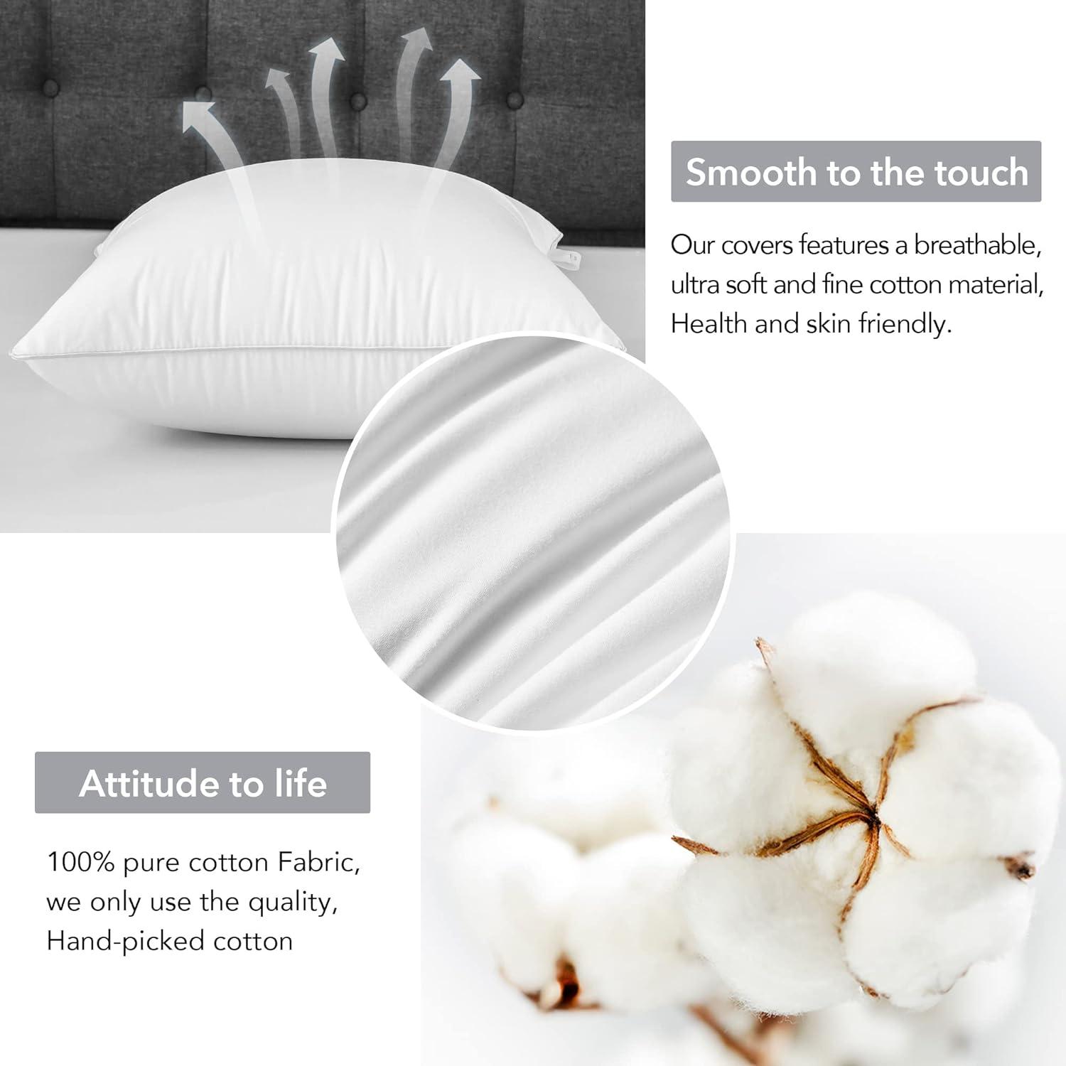 White 16 x 16 Cotton Throw Pillow Inserts with Hypoallergenic Fiber