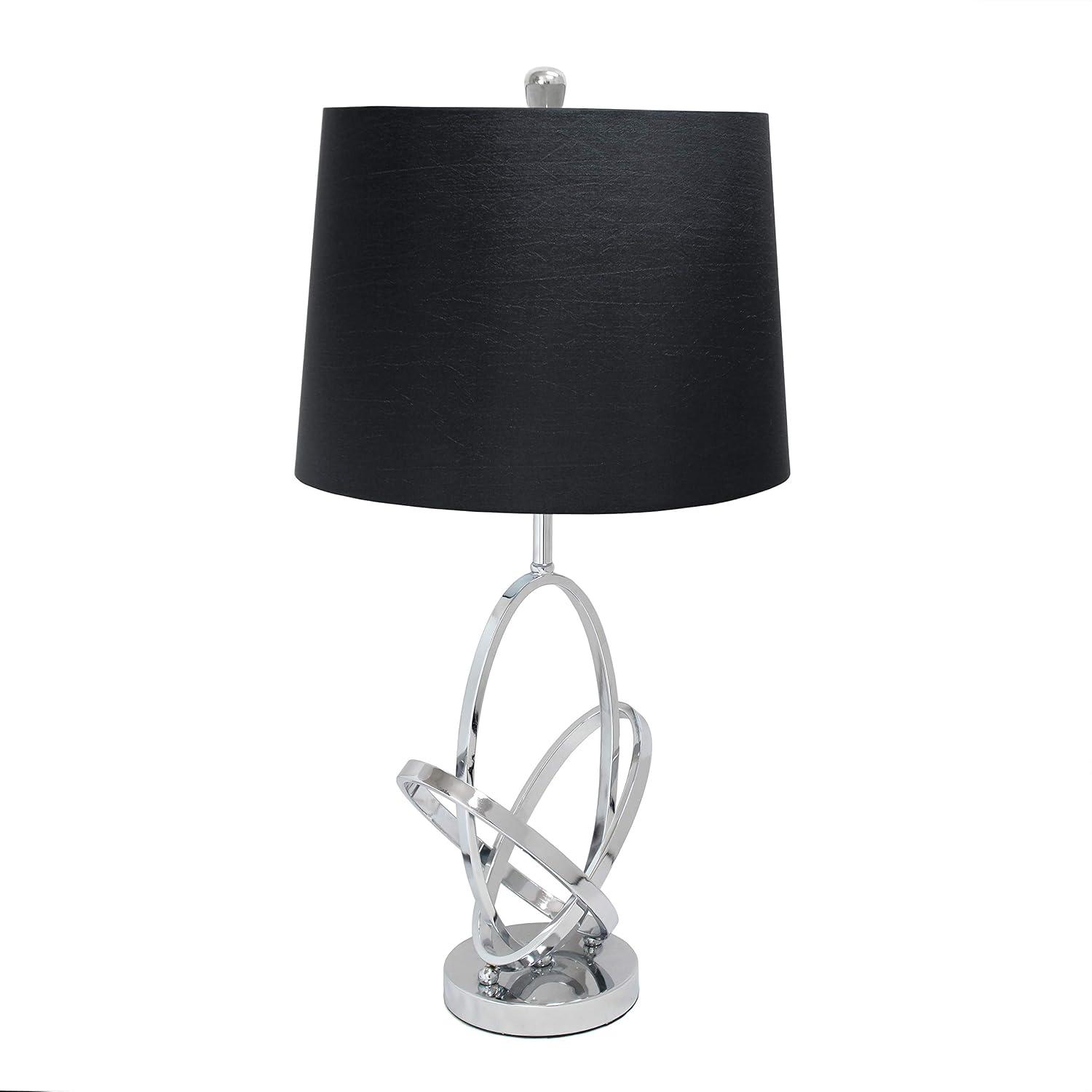 Mod Art Polished Table Lamp with Shade Metallic Silver - Elegant Designs: UL Listed, 3-Way Switch, No Assembly Required