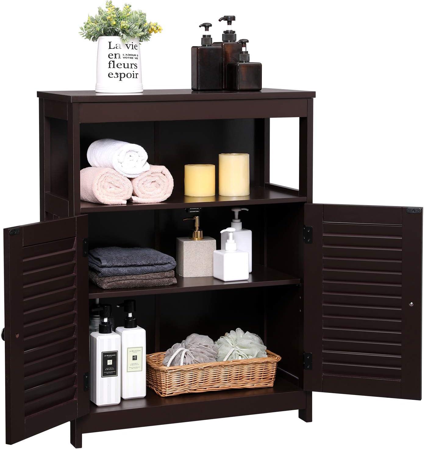 Brown MDF Living Room Cabinet with Adjustable Shelving