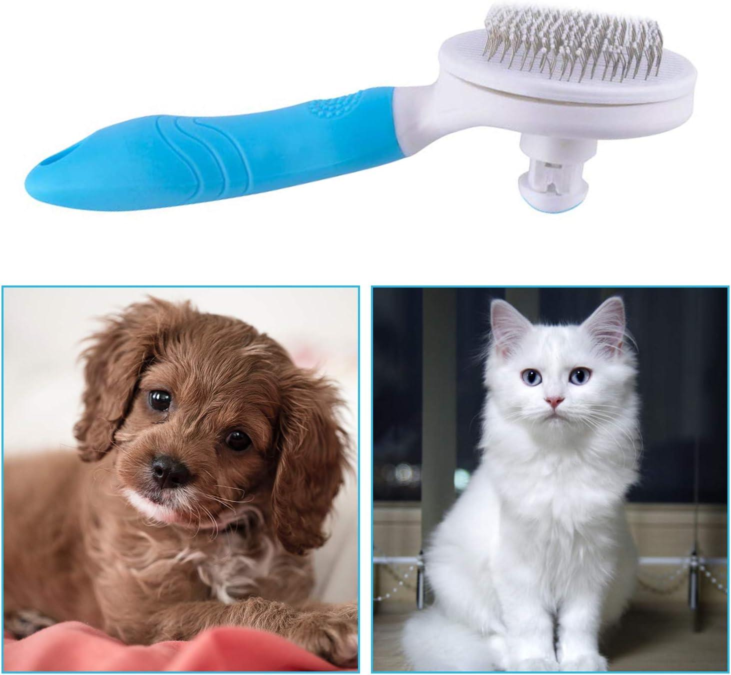 Cat Grooming Brush, Self Cleaning Slicker Brushes for Dogs Cats Pet Grooming Brush Tool Gently Removes Loose Undercoat, Mats Tangled Hair Slicker Brush for Pets Massage-Self Cleaning-Upgraded C42