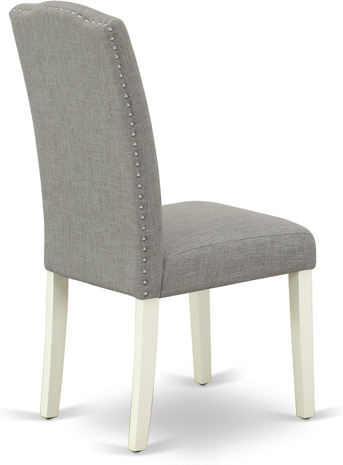 TQJKLFDY ENP2T06 Encinal Parson Dining Chairs - Nailhead Trim Dark Shitake Linen Fabric Padded Chairs Linen
