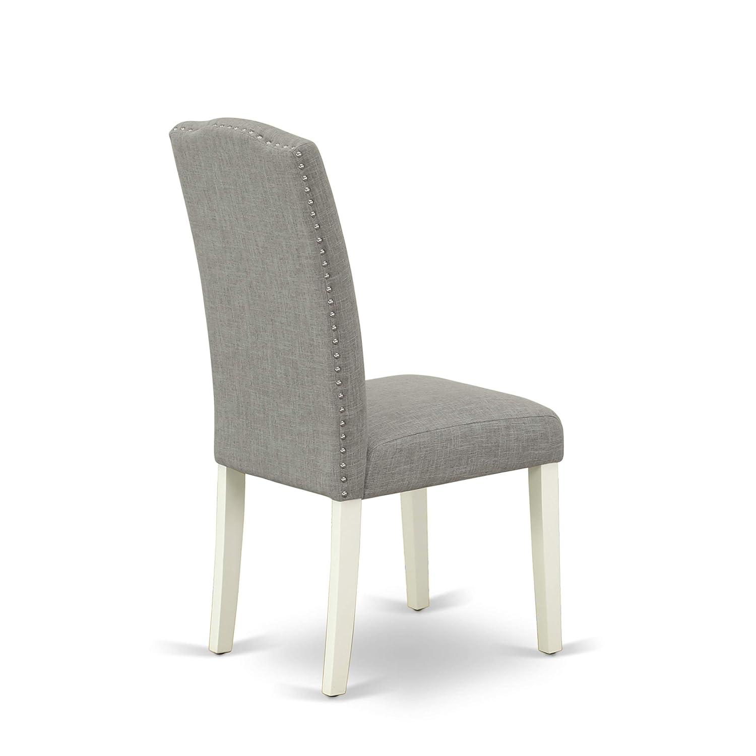TQJKLFDY ENP2T06 Encinal Parson Dining Chairs - Nailhead Trim Dark Shitake Linen Fabric Padded Chairs    Linen