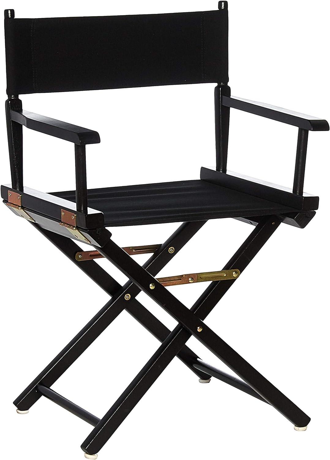 Black Solid Wood Director's Chair with Canvas Seat