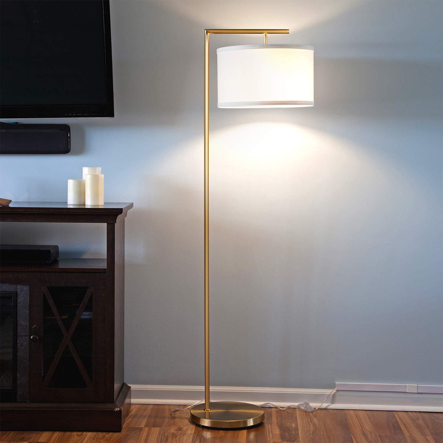 Montage Modern 60 in. Mid-Century Modern LED Floor Lamp with Fabric Drum Shade