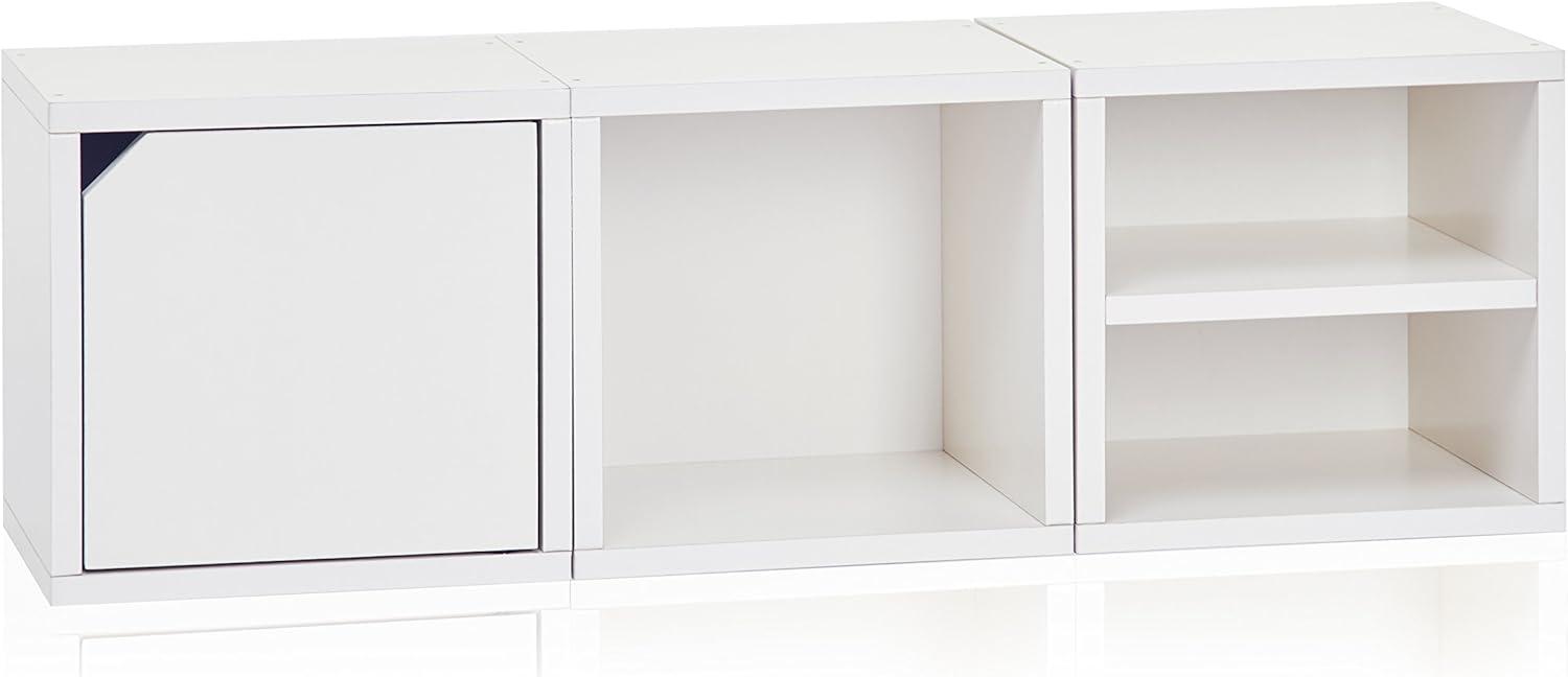 Way Basics Modular Connect Shelf Cube Cubby Storage Stackable Closet Organizer Display Shelf, White