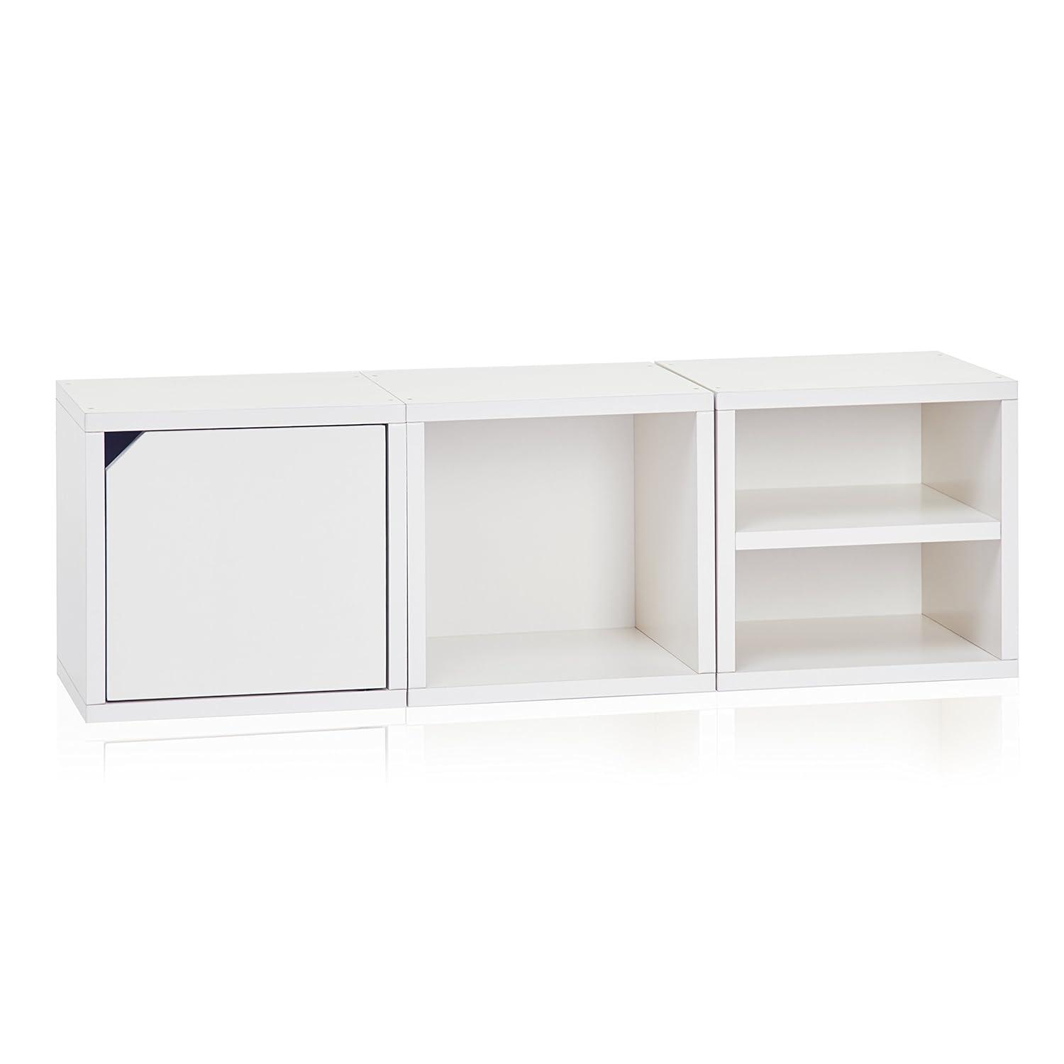 Way Basics Modular Connect Shelf Cube Cubby Storage Stackable Closet Organizer Display Shelf, White