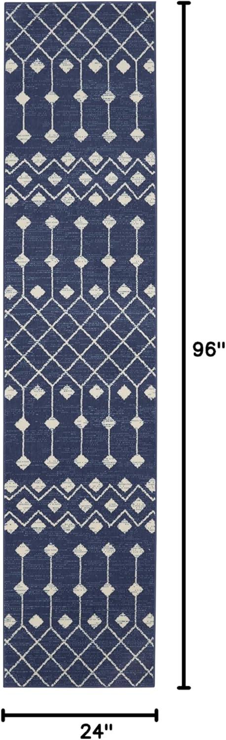Nourison Grafix GRF37 Navy/White Indoor Area Rug - 5'3 x 7'3