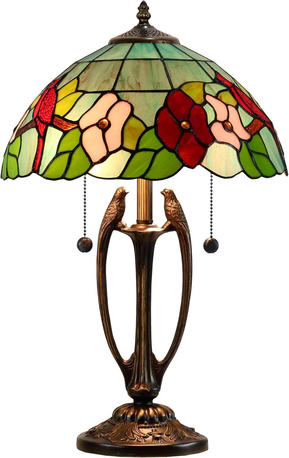 Dale Tiffany 2-Light Resin & Art Glass Table Lamp in Antique Bronze/Green