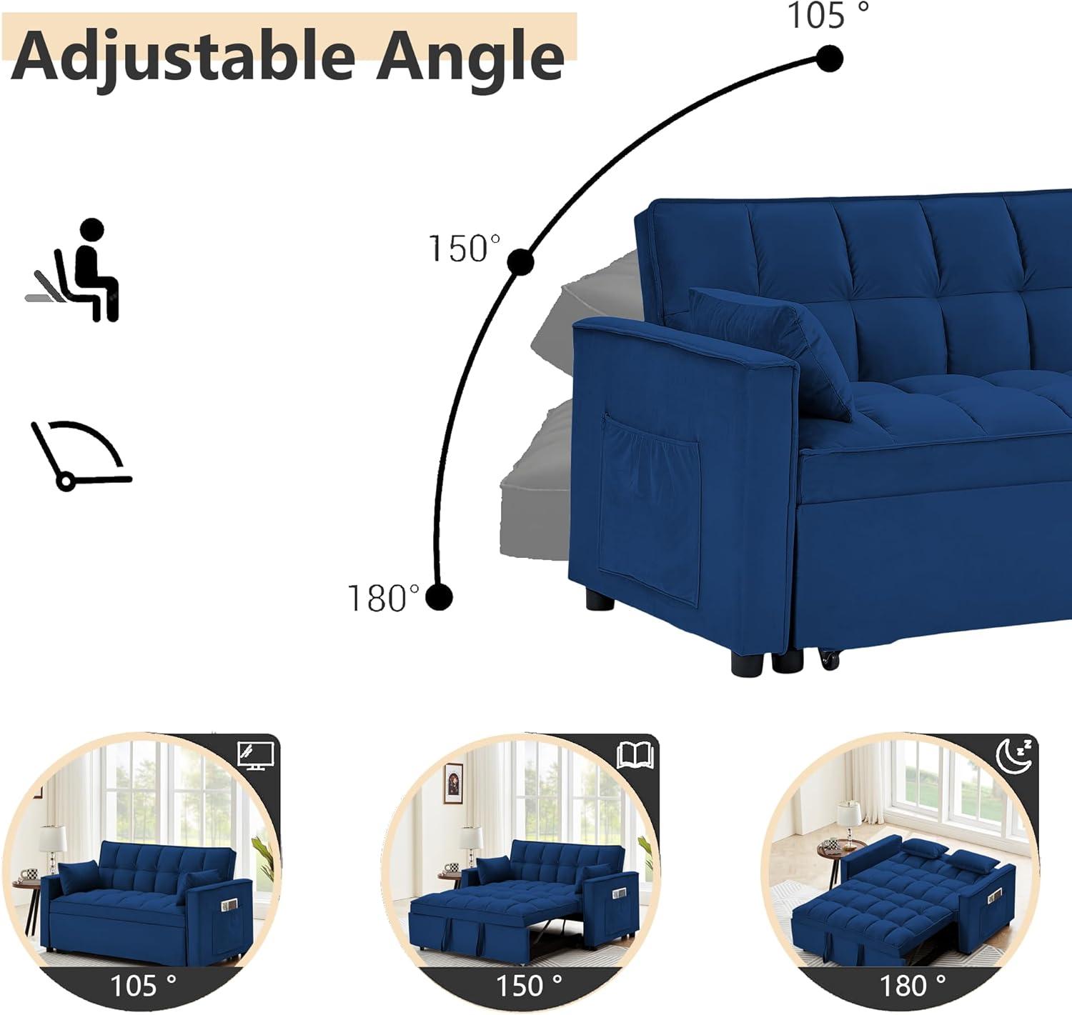 Ouyessir Convertible Sofa Bed with Pull Out Sofa Bed,55" Loveseat Sleeper Sofa Couch with Side Pockets and Pillows,Chaise Lounge Sofa for Living Room Bedroom Guest Room