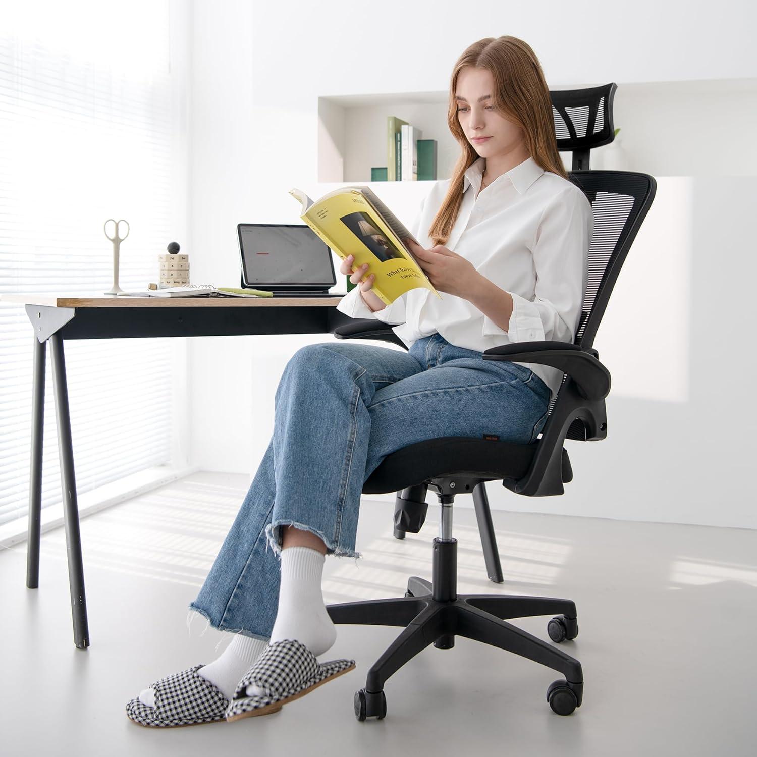 NEO Chair Reclining Mesh Office Chair Swivel Chair w/Adjustable Headrest Lumbar Support,Black/Gray/Beige