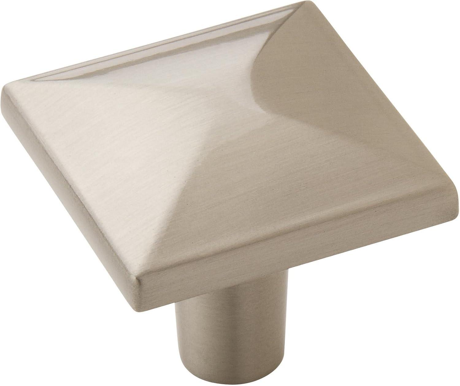 Satin Nickel Square Cabinet Knob with Mounting Hardware