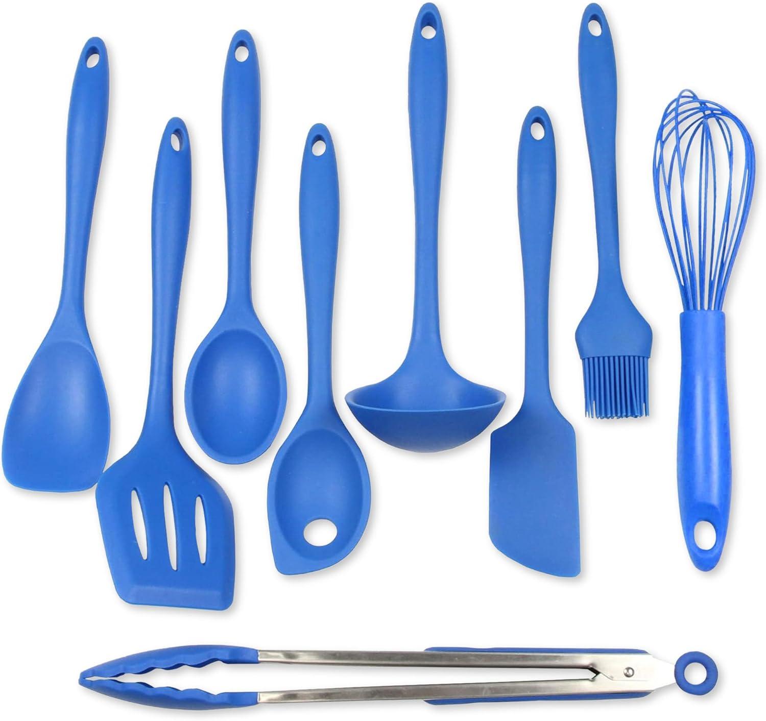 Chef Craft Premium Silicone Kitchen Tool and Utensil Set, 9 Piece Set, Blue