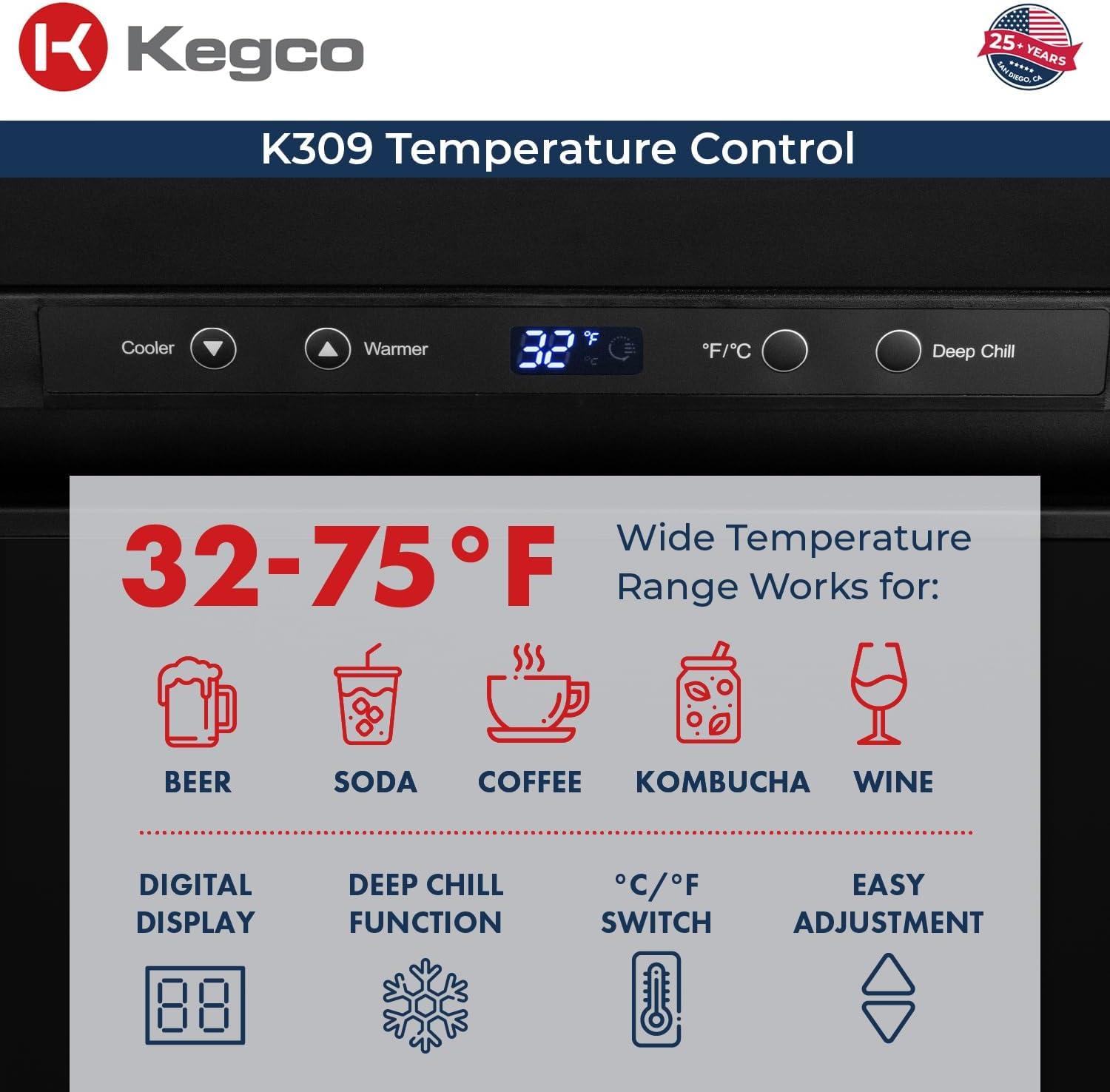 Kegco Kegco 5.6 Cubic Feet Triple Tap Freestanding Kegerator with Adjustable Temperature