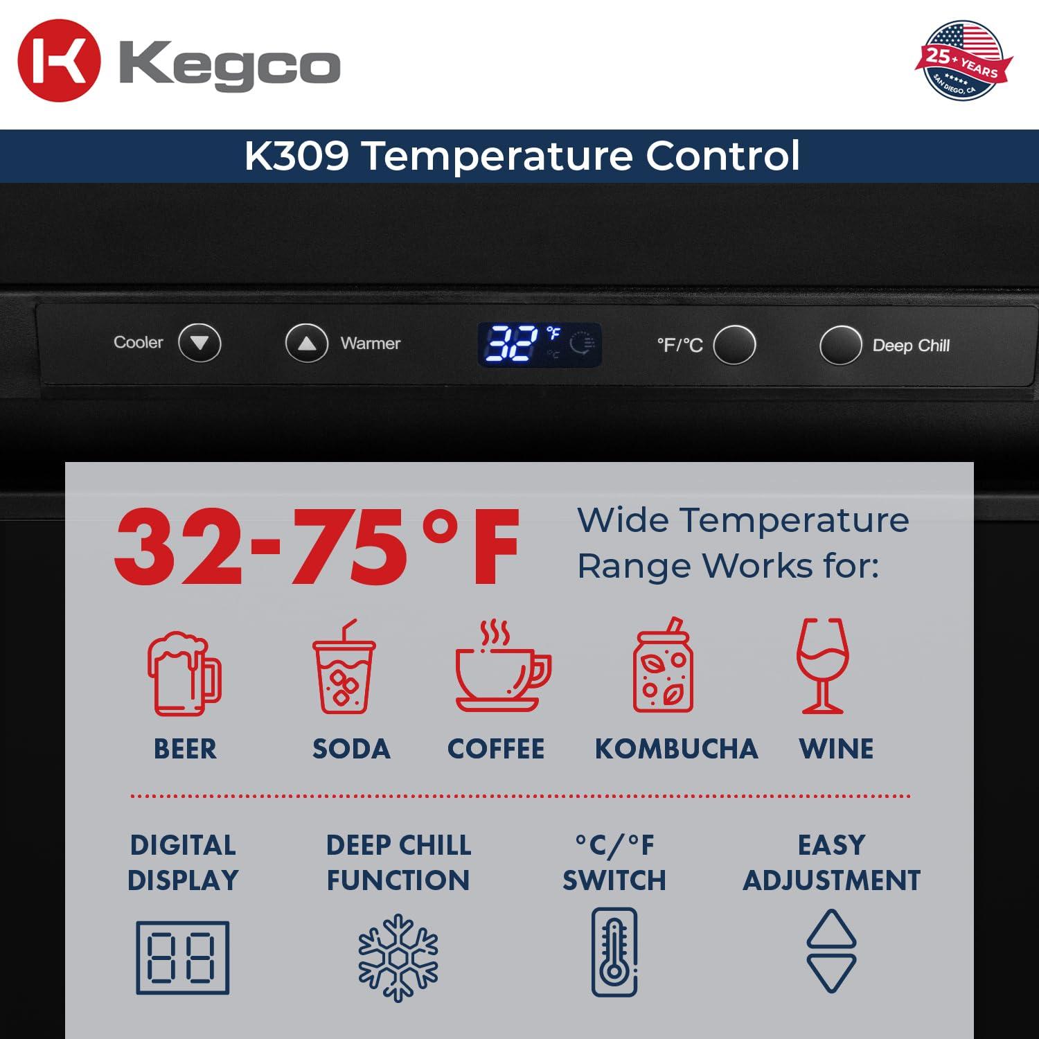 Kegco Kegco 5.6 Cubic Feet Triple Tap Freestanding Kegerator with Adjustable Temperature