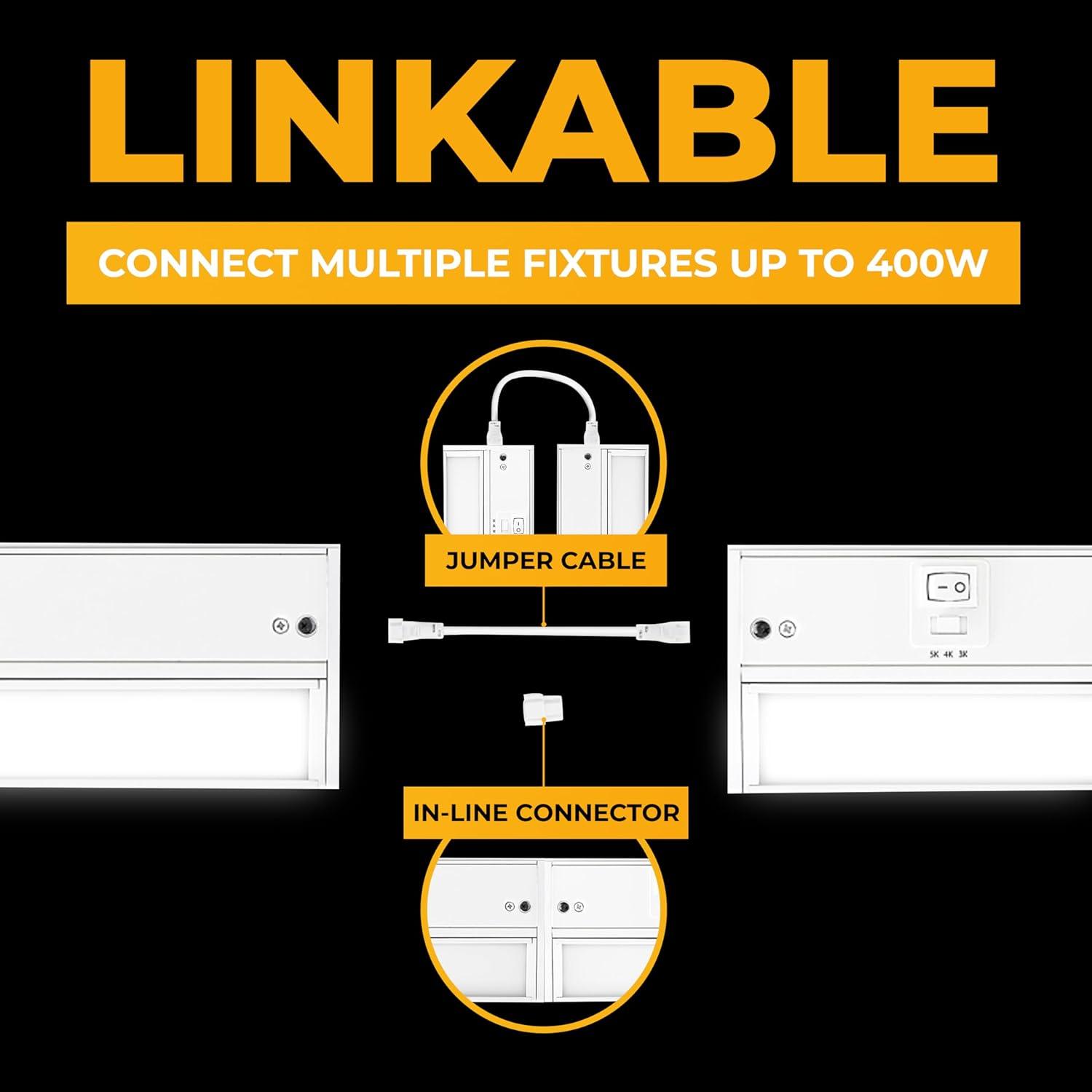 40-Inch White LED Under Cabinet Light with Adjustable Color Temperature