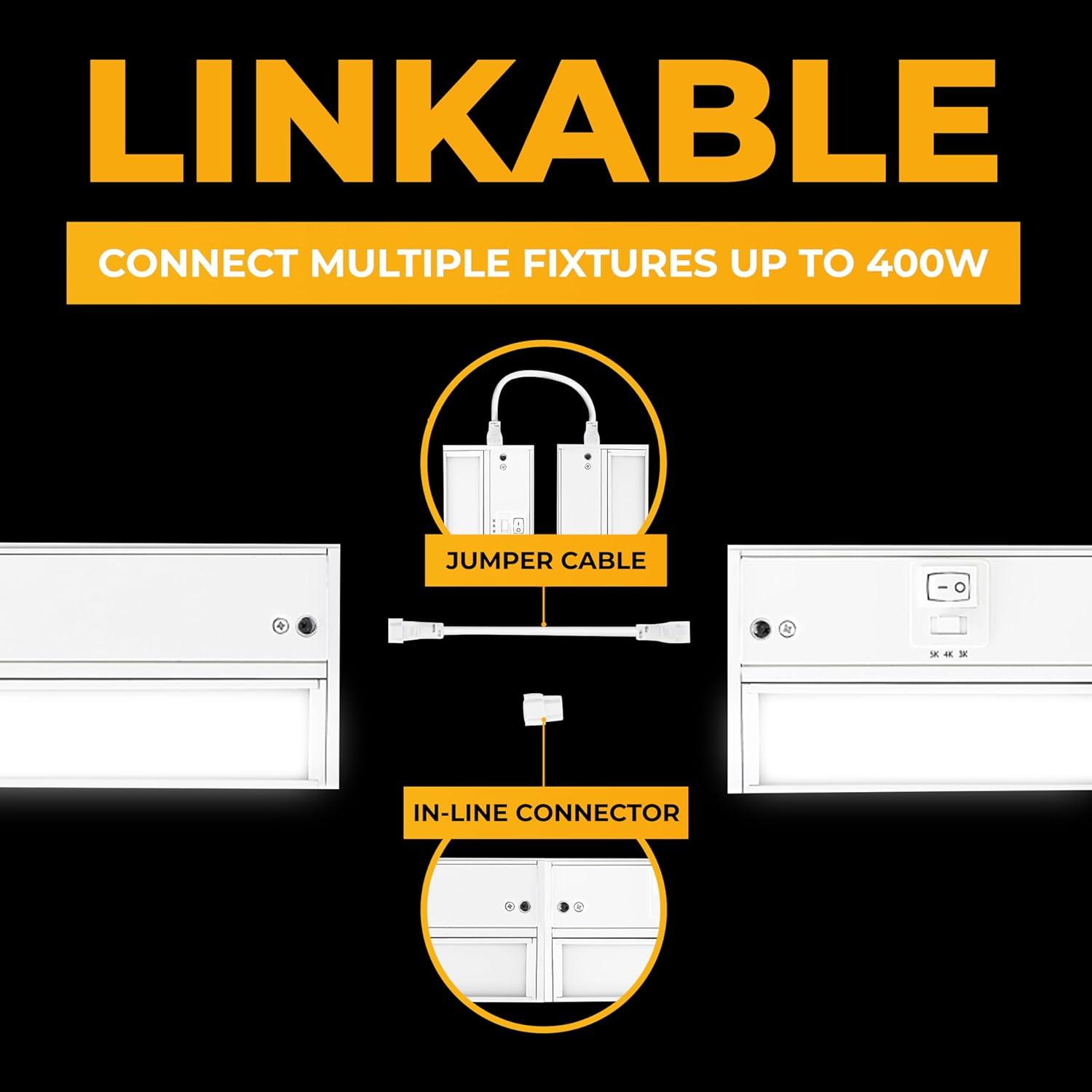 LED Under Cabinet Lighting Hardwired - Linkable Undercabinet Lights for Kitchen - 3CCT 9 Inch White Finish - Undercounter Dimmable Plug in Light or Hard Wired - Under Counter Fixture Direct Wire