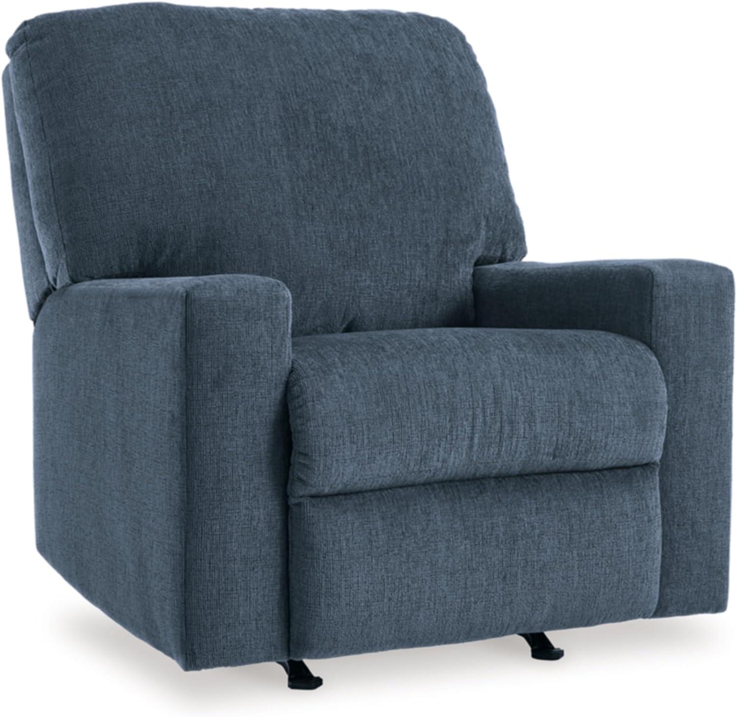 Navy Blue Polyester Contemporary Recliner Chair