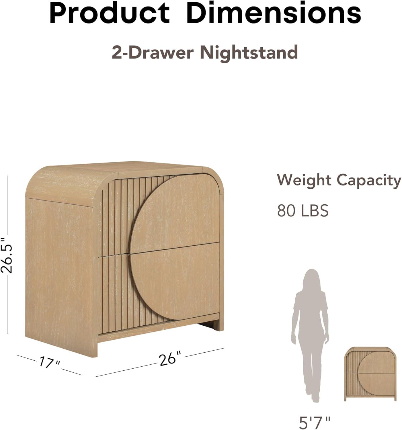 Furniture of America Tissen Modern Solid Wood 5-Piece Queen Bedroom Set with USB Ports, Reeded Panels, Curved Edges and Beveled Mirror, Box Spring Needed, Natural