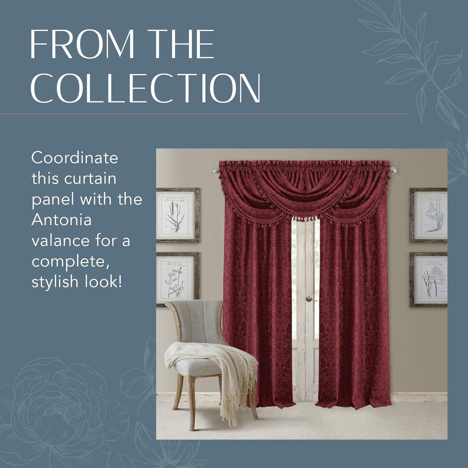 Antonia Blackout Window Curtain Panel - 52" x 84" - Rouge Red - Elrene Home Fashions