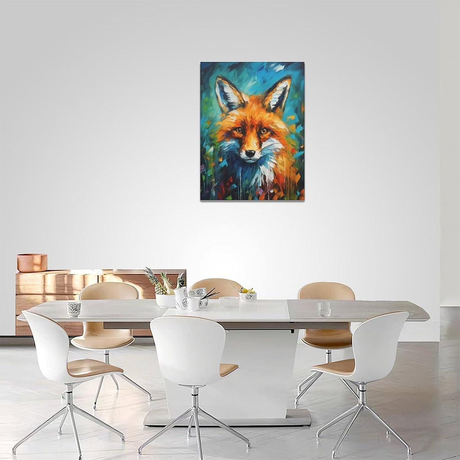 Vibrant Fox Nature Canvas Print with Frame, 12" x 16"