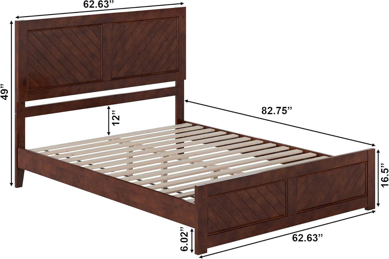 , Berkshire Queen Solid Wood Low Profile Platform Bed with Matching Footboard, Walnut