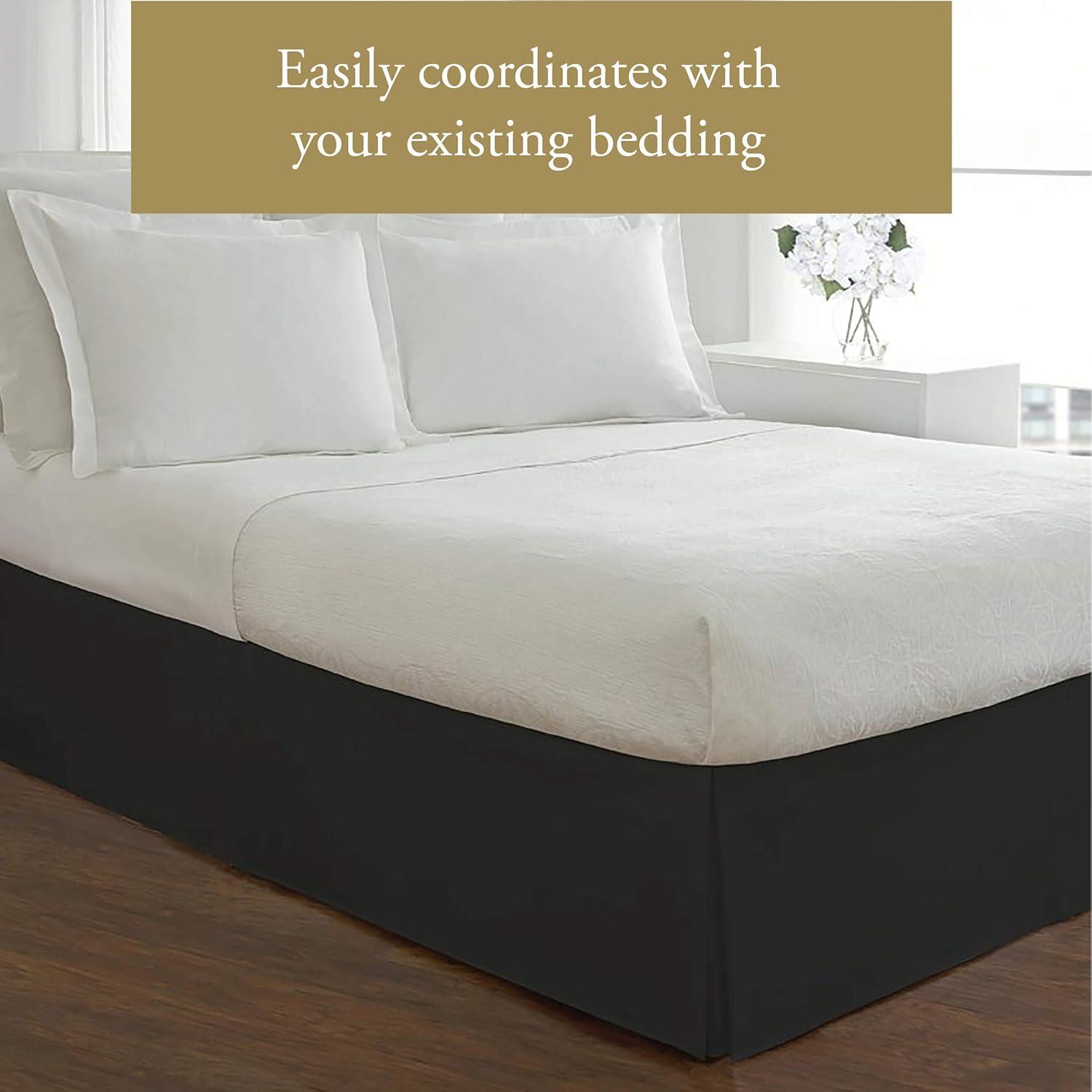 Microfiber Plain Bed Skirts Easy Fit Full Size Bed Skirt by Lux Decor Collection- Black