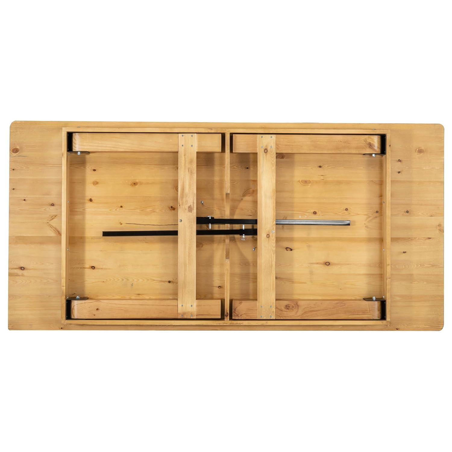 Flash Furniture Hercules 7' x 40" Rectangular Antique Rustic Light Natural Solid Pine Folding Farm Table