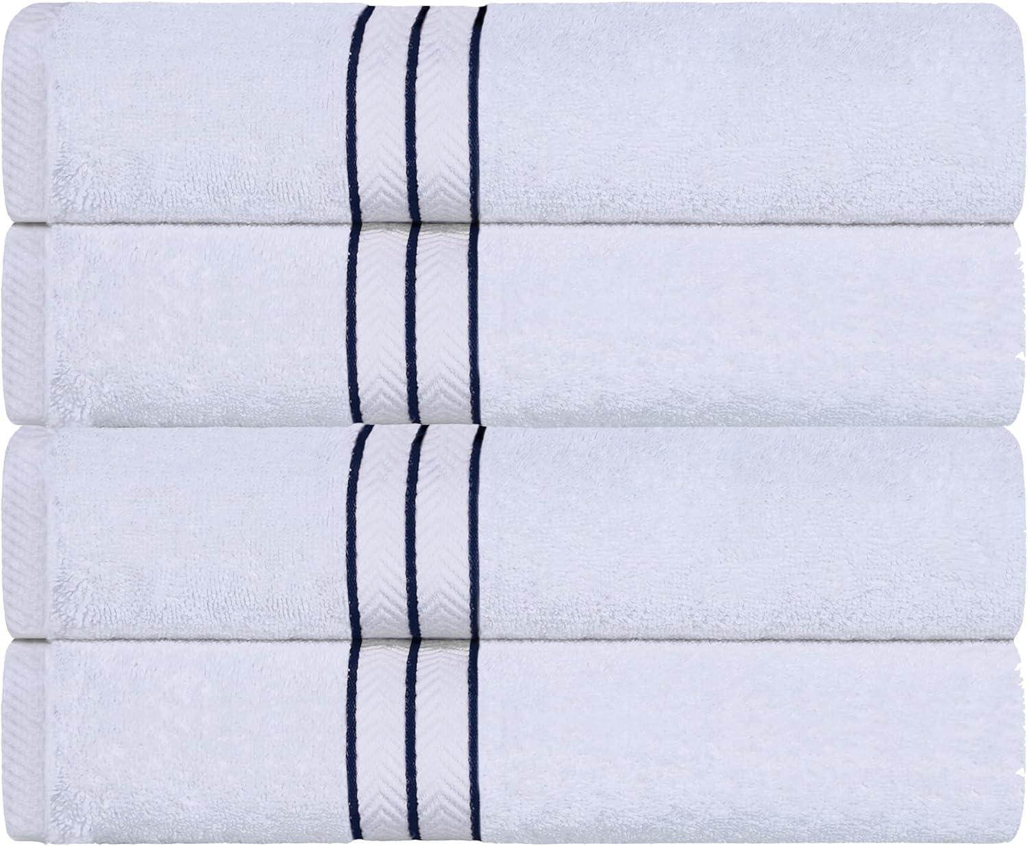 Navy Blue Turkish Cotton 4-Piece Bath Towel Set