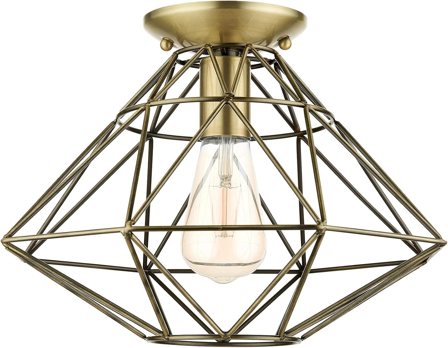 Livex Lighting Geometric 1 - Light Flush Mount in  Antique Brass