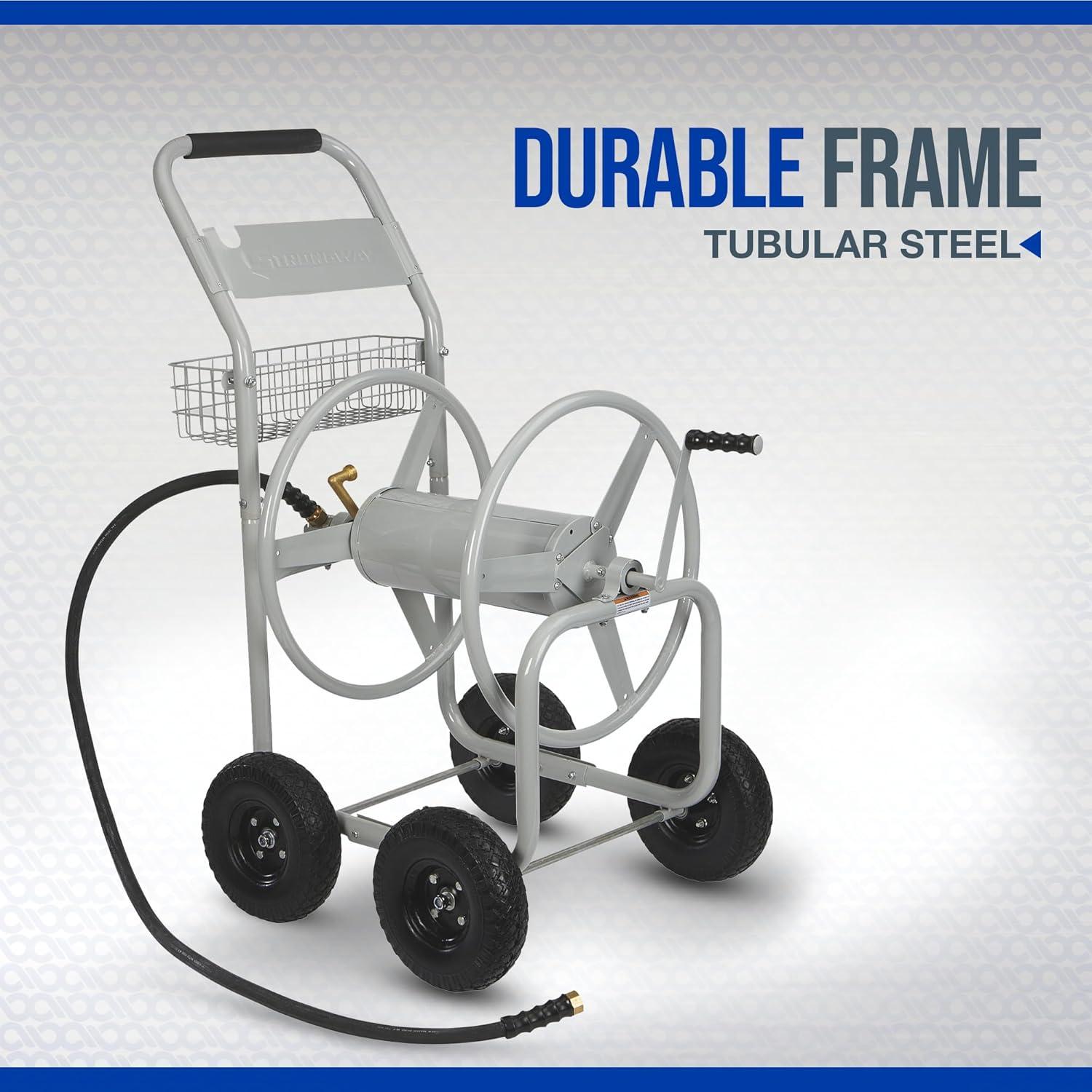 Heavy-Duty Steel Garden Hose Reel Cart with 400ft Capacity