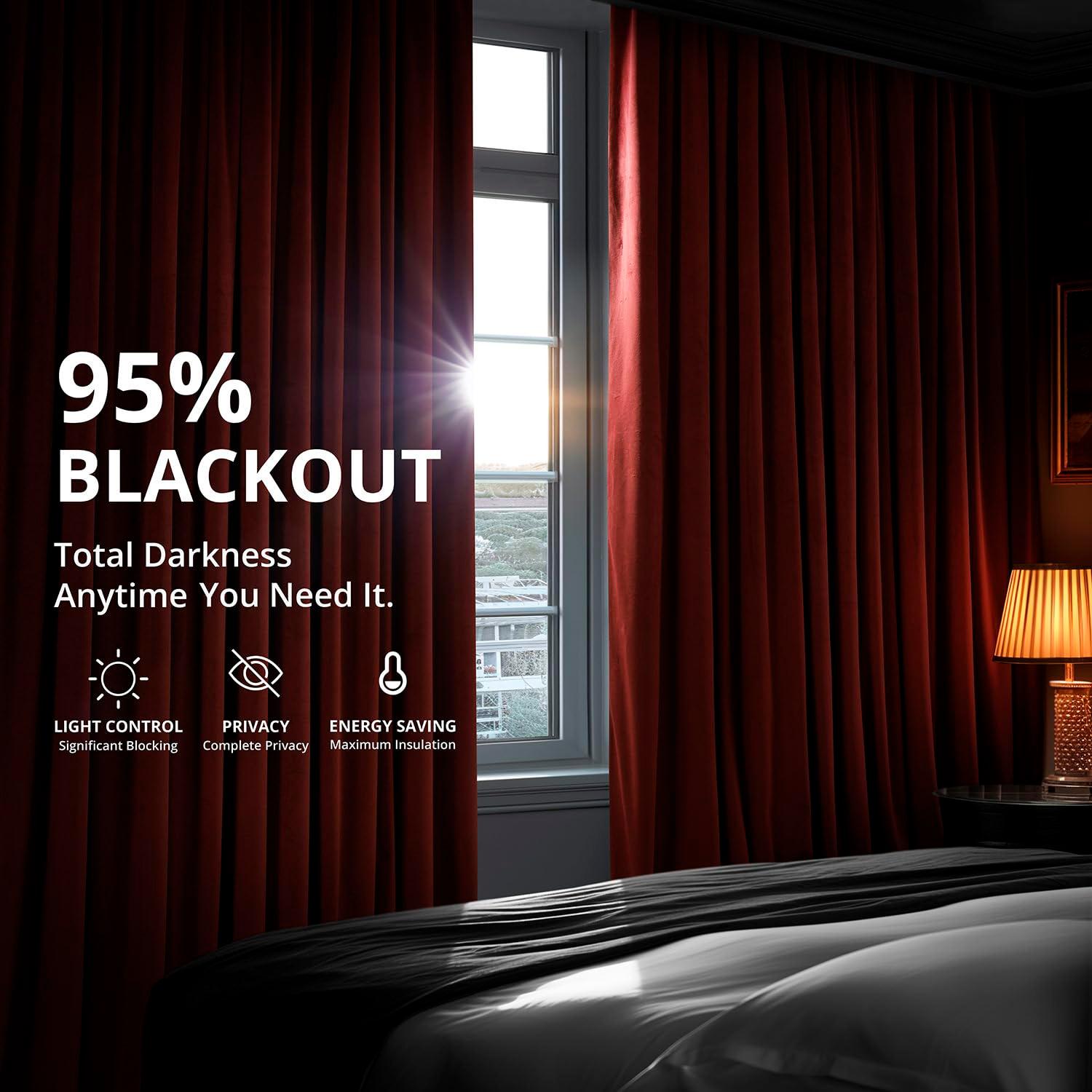 Half Price Drapes Signature Crimson Rust Velvet Blackout Curtains For Bedroom(1 Panel), 50WX 108L