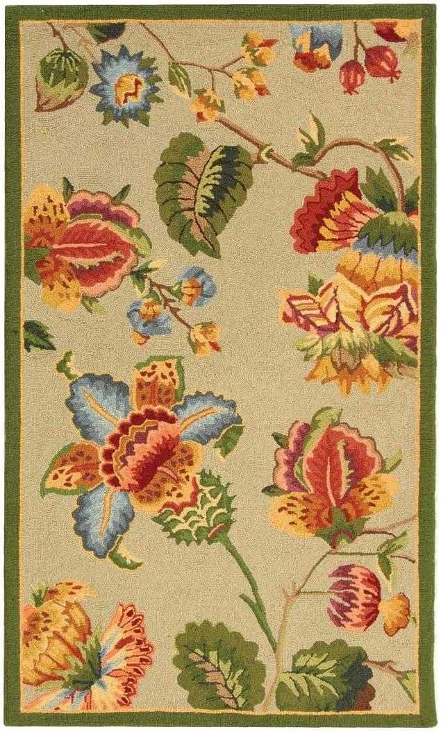 SAFAVIEH Chelsea Hayleigh Floral Wool Area Rug, Sage, 2'9" x 4'9"