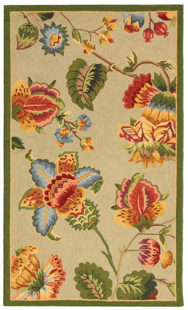 SAFAVIEH Chelsea Hayleigh Floral Wool Area Rug, Sage, 2'9" x 4'9"