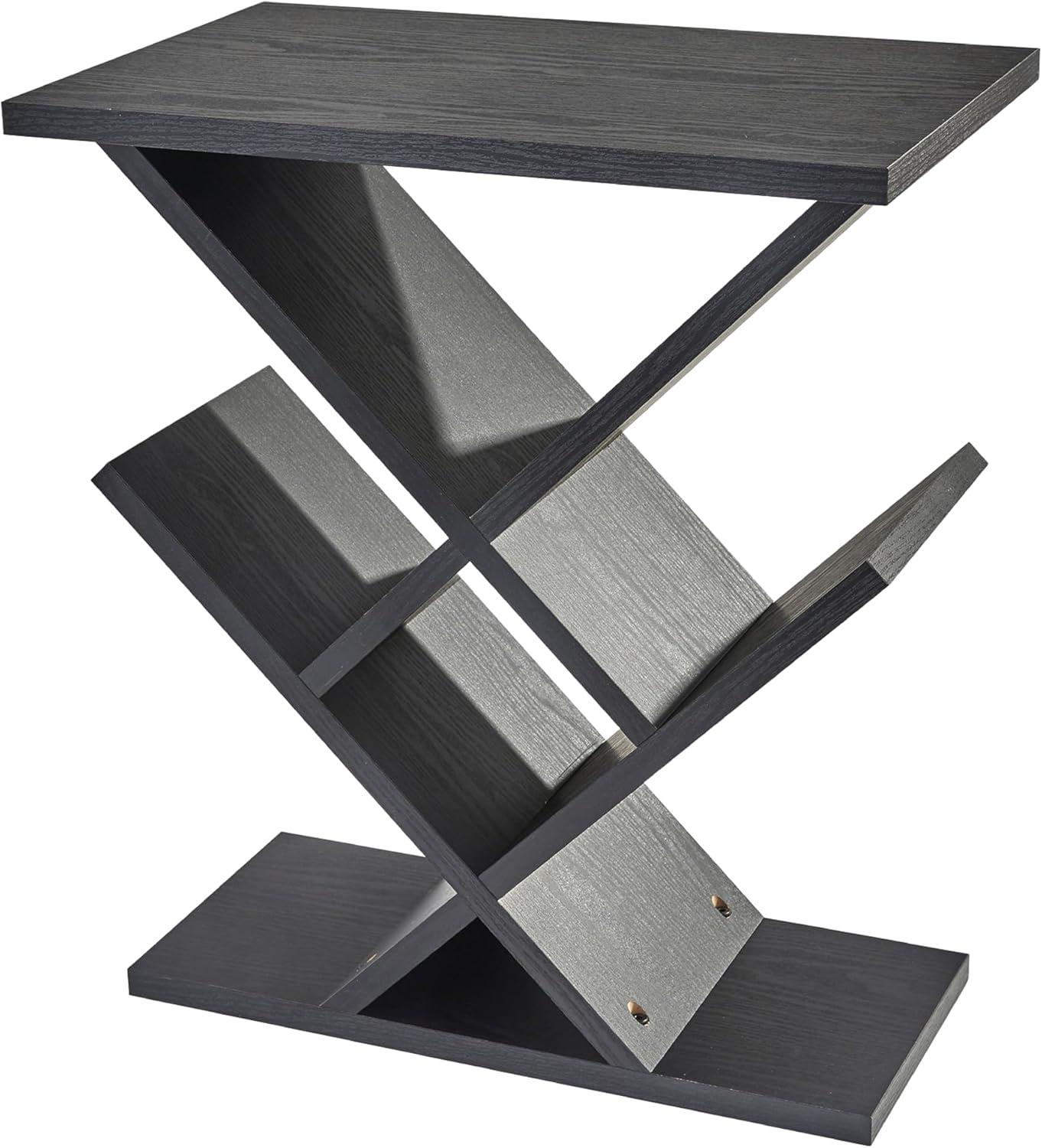 Adesso Zig Zag Accent Table Black Walnut : Mid-Century Modern, 19x12, Spot Clean, No Tools Assembly
