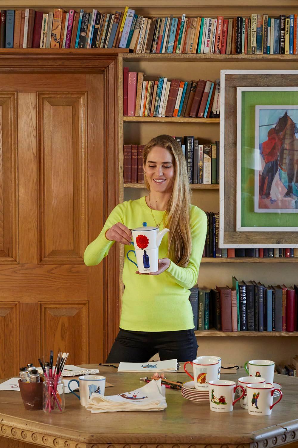 Kit Kemp by Spode 12" Doodles Serving Platter, Spaced Out Tagline, Fine China, Dishwasher Safe, Ideal for Sandwiches, Snacks, and Appetizers