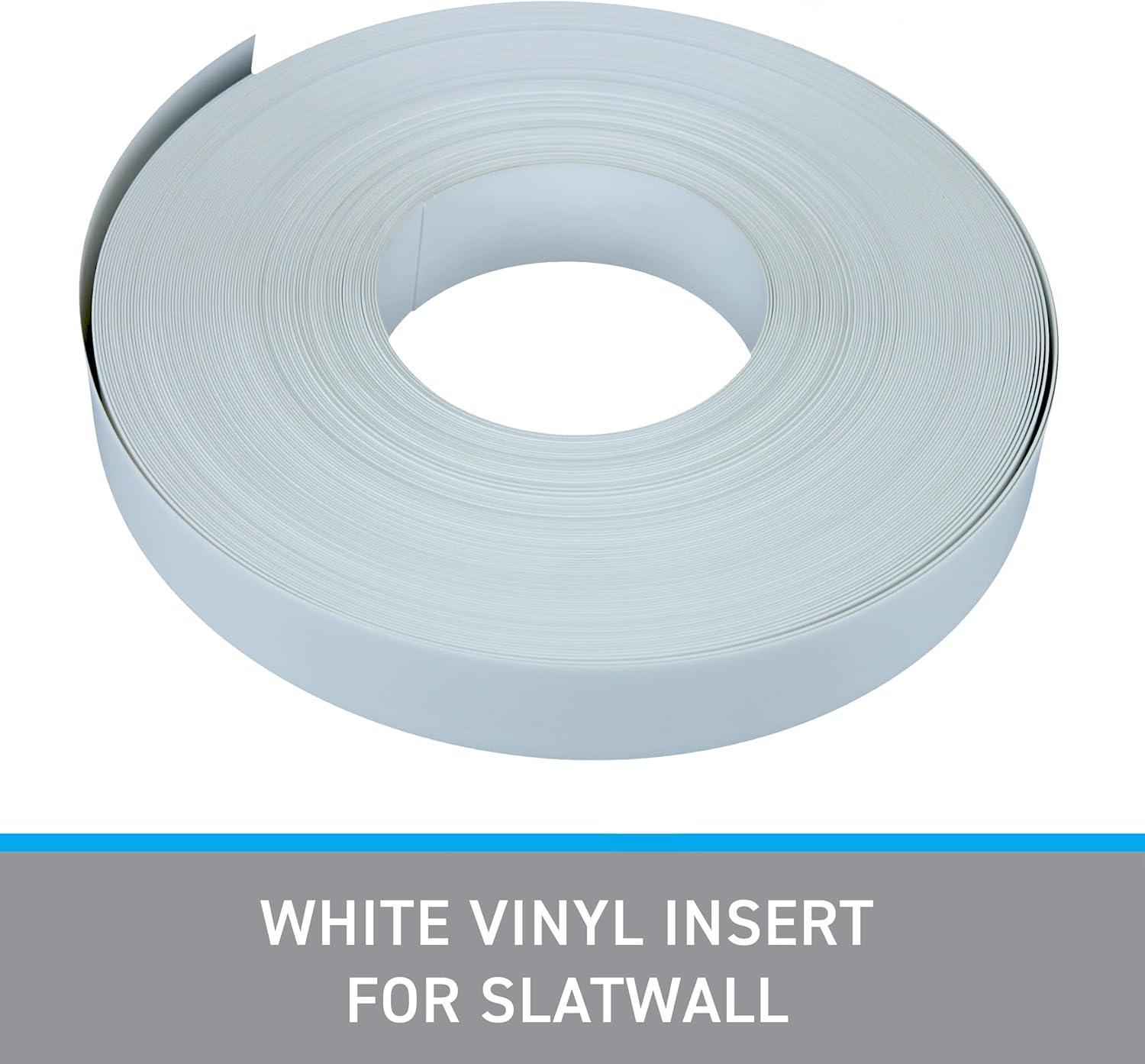 White Vinyl Slatwall Insert Strip Roll, 130' Length