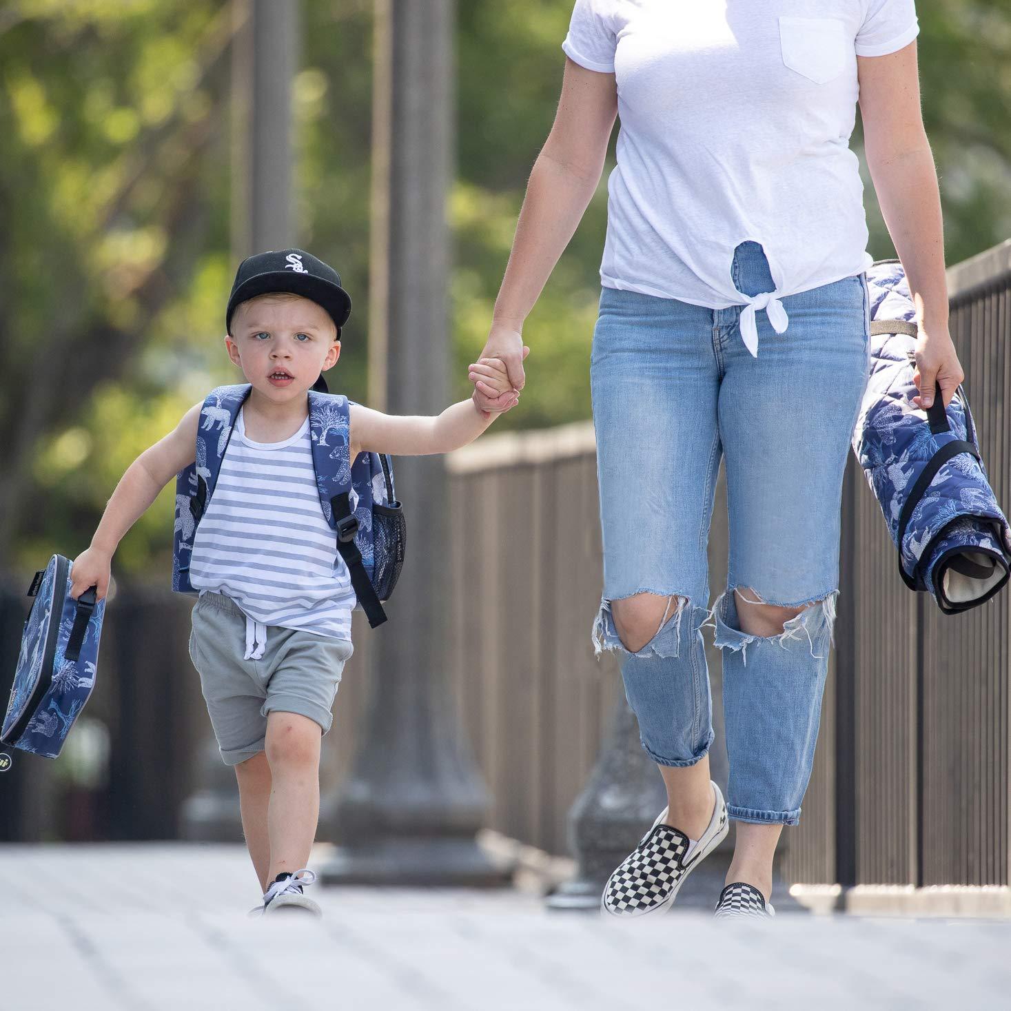 Urban Infant Tot Cot Kids Nap Mat - Toddler Preschool Daycare Modern All-in-One Bedding - Washable Blanket and Pillow  Boys and Girls - Elastic Straps - 52 x 22 Inches - Urban Dude