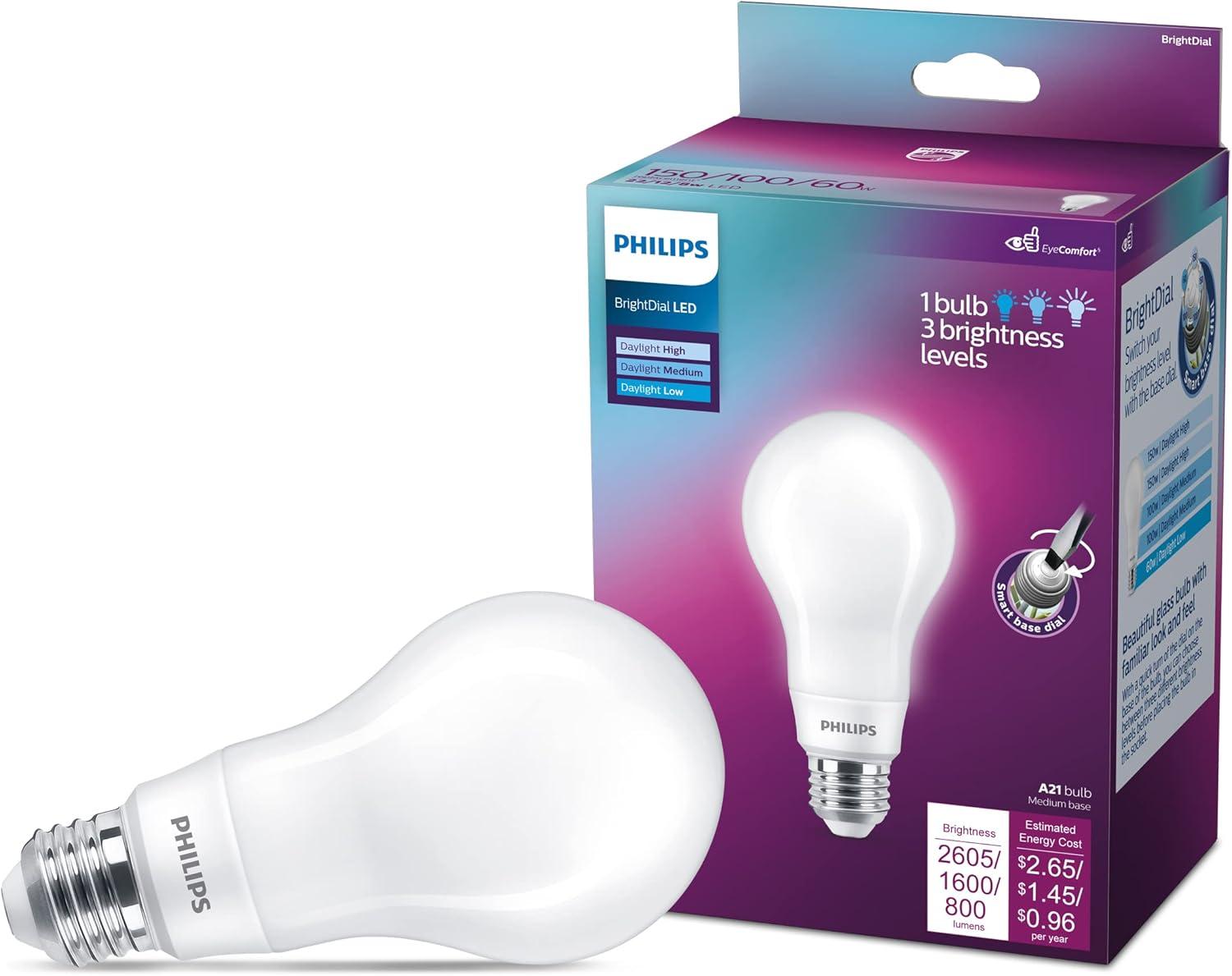 White Frosted LED A21 Bulb with Adjustable Brightness