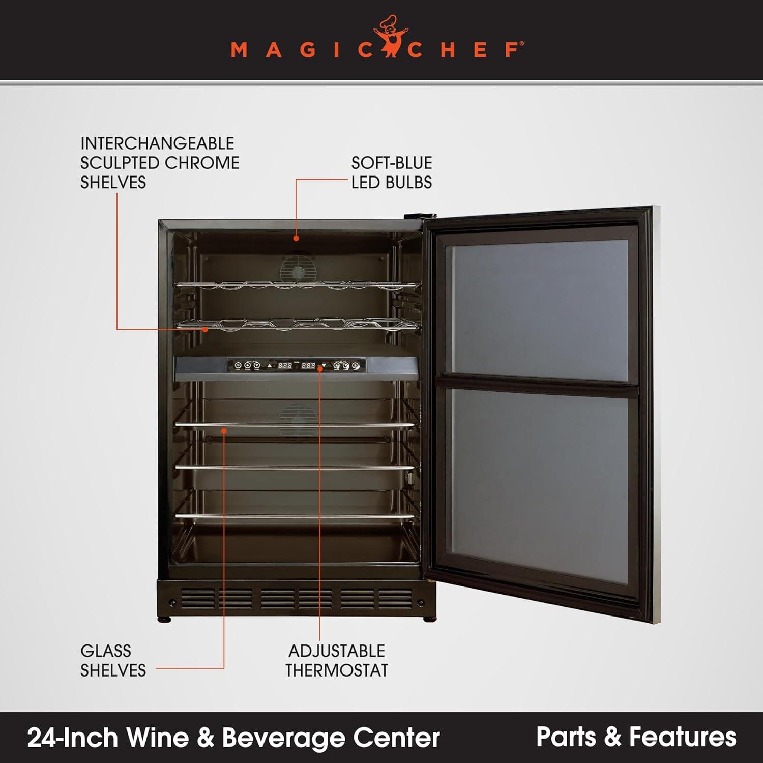 Magic Chef Magic Chef Dual Zone 23.4'' 44 Bottle with Reversible Door