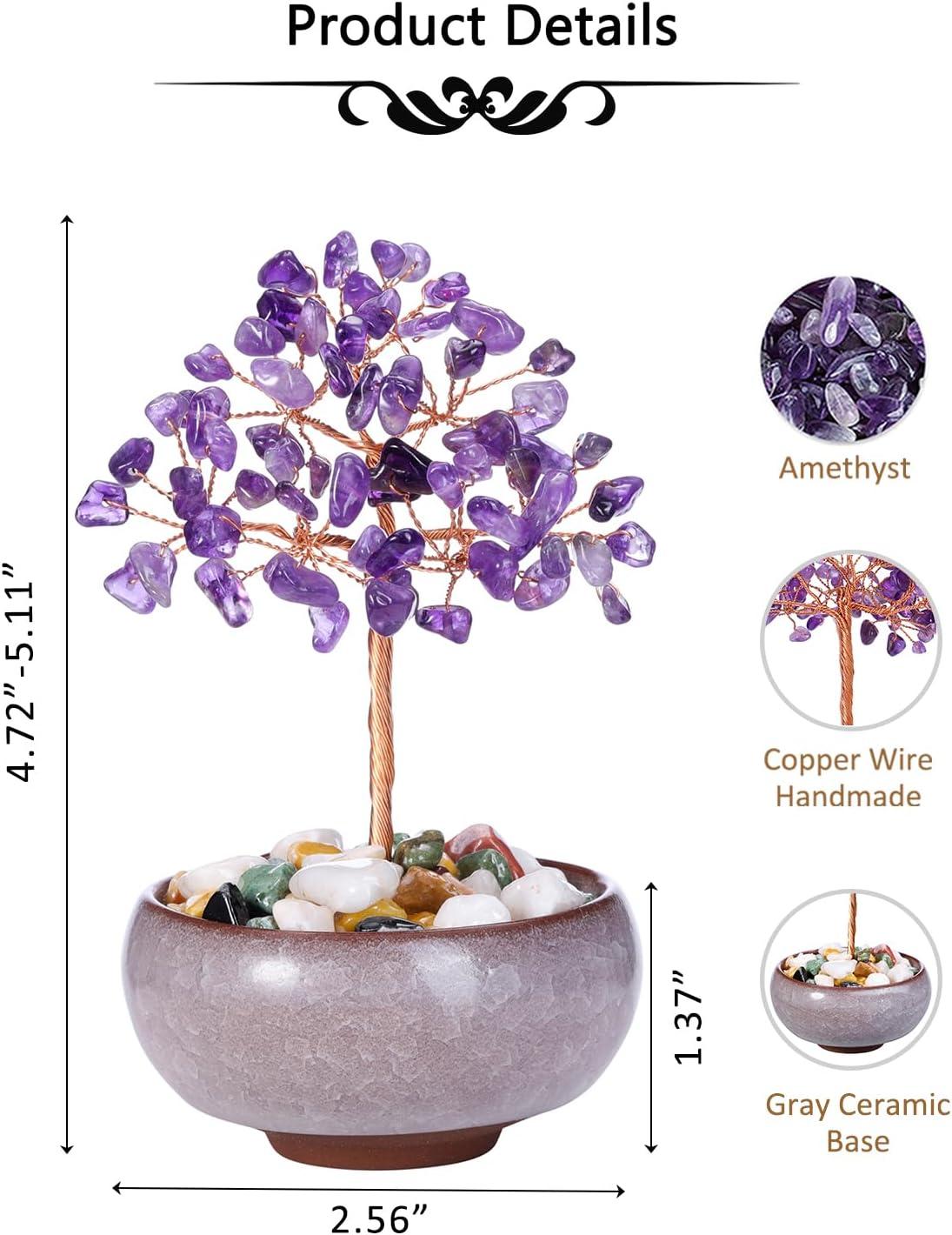 Amethyst Crystal Tree Natural Reiki Healing Crystal Gemstone Bonsai Money Tree Feng Shui Crystal Tree for Home Decor