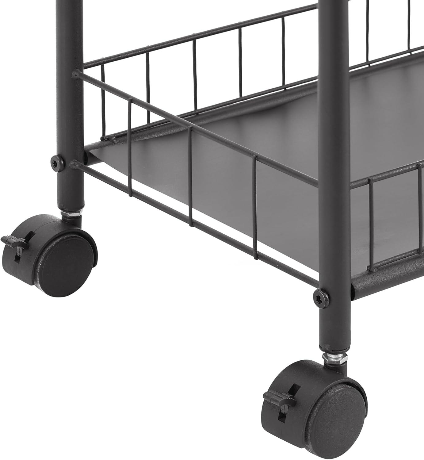 GVN Mobile Shelving Unit Organizer Utility Cart,6 Tier Storage Cart,Metal Kitchen Rolling Cart with Lockable Wheels & Baskets,6" Slim Storage Shelf