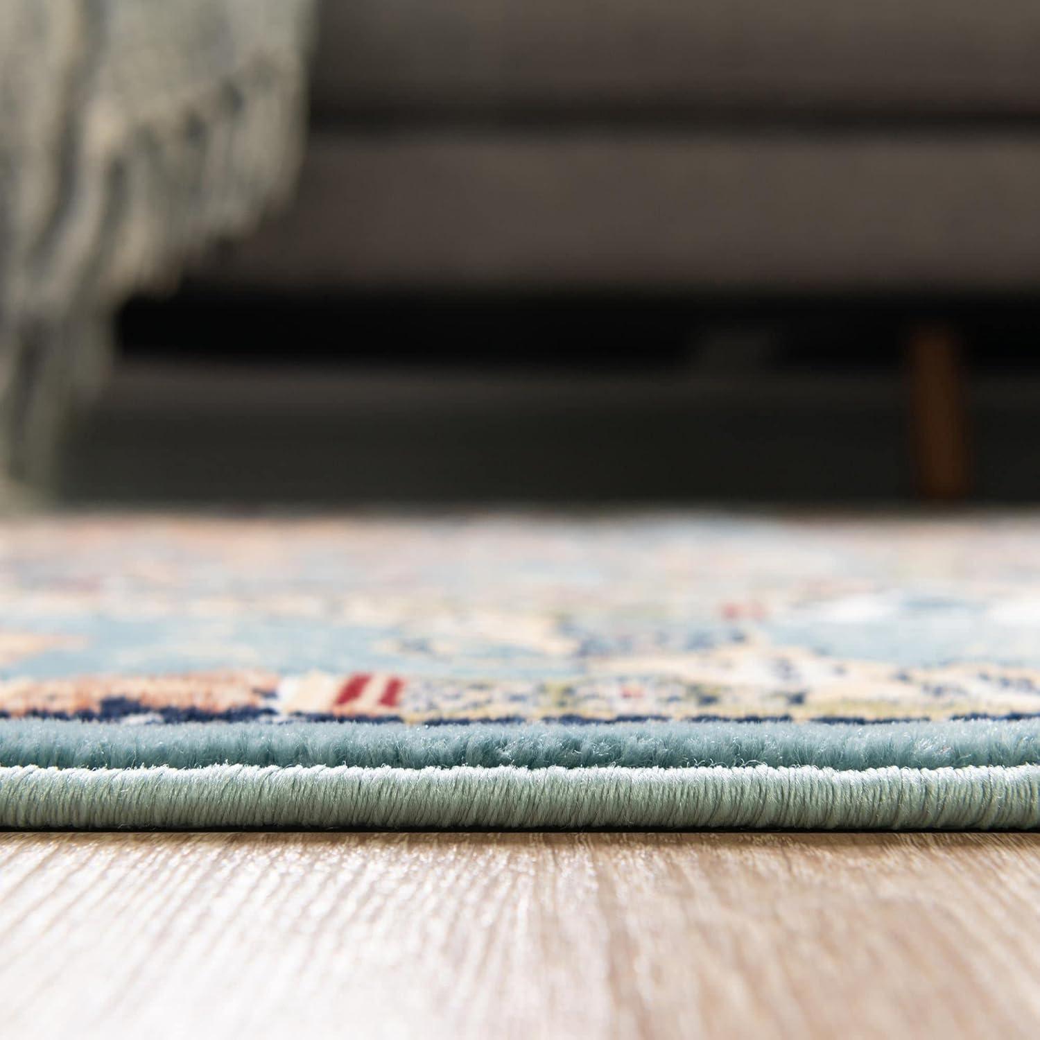 Unique Loom Glasgow Narenj Rug Blue/Black 8' x 10' Rectangle Floral Traditional Perfect For Living Room Bed Room Dining Room Office