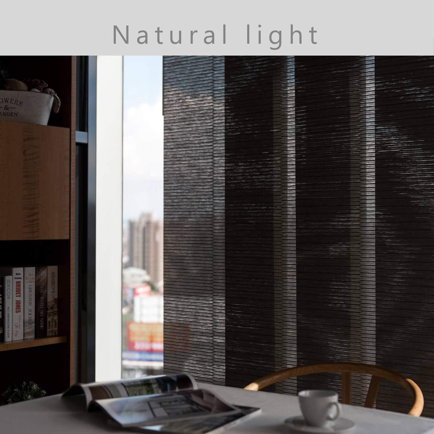 GoDear Design Adjustable Sliding Panel Track Blind 45.8"- 86" W x 96" H, Vertical Blinds, Light Filtering, Peppercorn