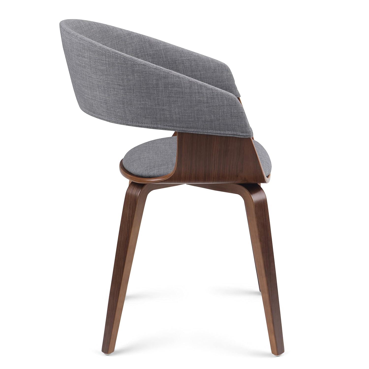 Lowell Bentwood Upholstered Dining Chair with Curved Backrest in Mid-Century Modern Style