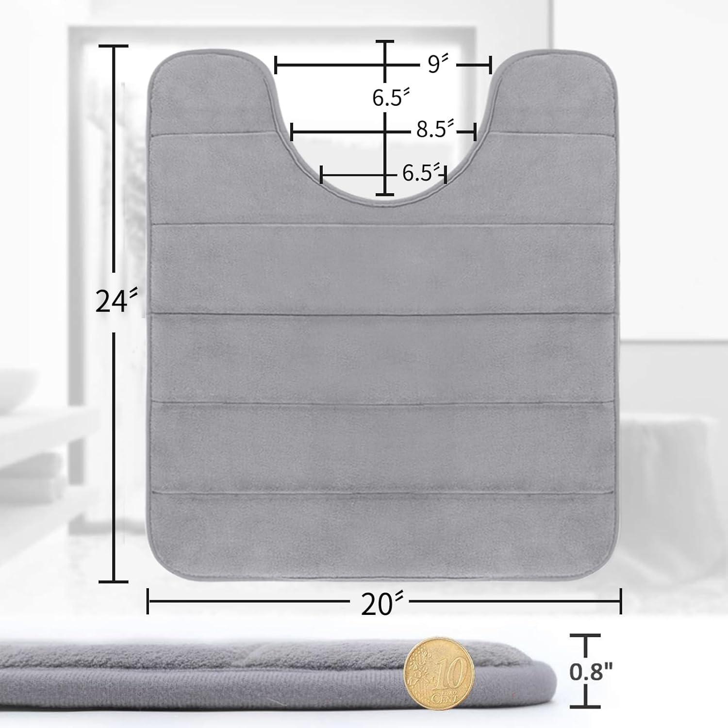 Yimobra Memory Foam Toilet Bath Mat U-Shaped, Commode Contour Rug, Soft and Comfortable, Super Water Absorption, Non-Slip, Thick, Machine Wash and Easier to Dry for Bathroom, 24 X 20 Inches,